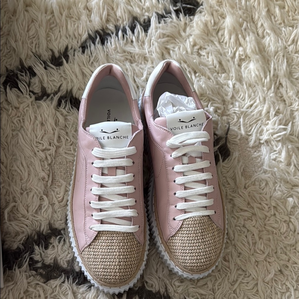 Voile Blanche Pink and Tan Sneakers Sleek Design - Picture 3 of 6